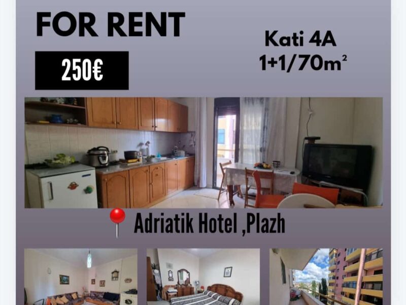 Jepet me qera Garsoniere zona Iliria Plazh Durres, 250 euro ne muaj!